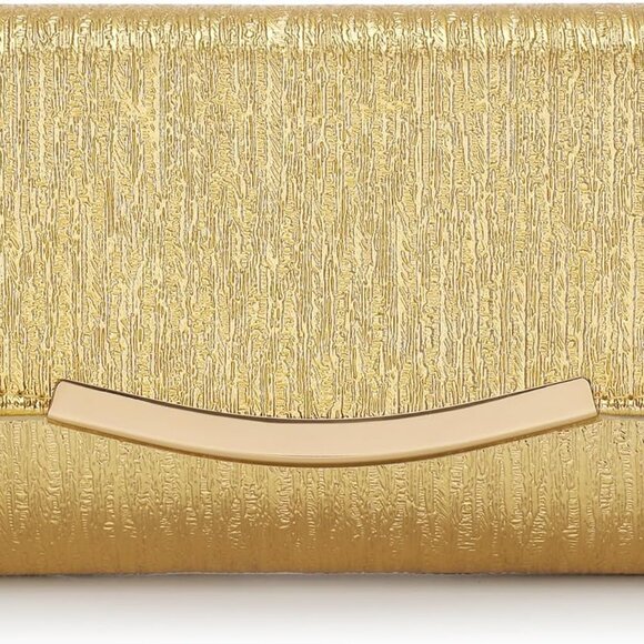 Stylish Gold Glitter Evening Clutch Bag Perfect for Weddings & Celebrations - Picture 8 of 8